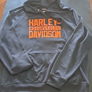 Harley-Davidson Black Sweatshirt with Orange Text Toad Suck Large Hoodie